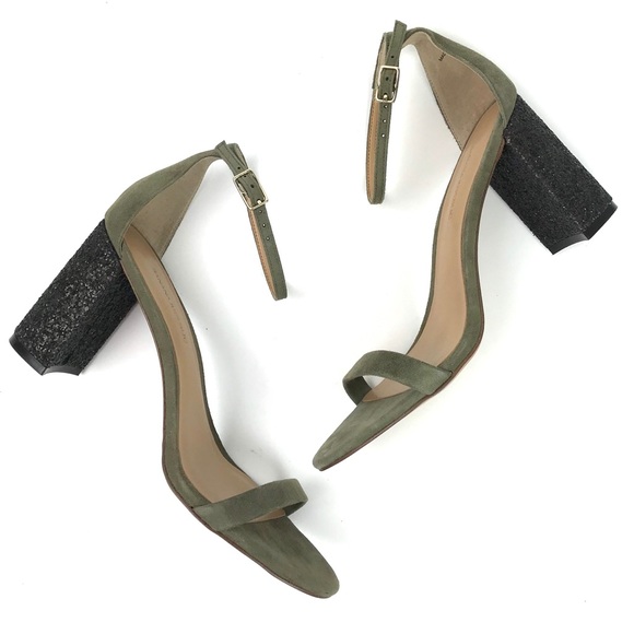Banana Republic Shoes - Banana Republic High Heel Sandal Suede Olive Black